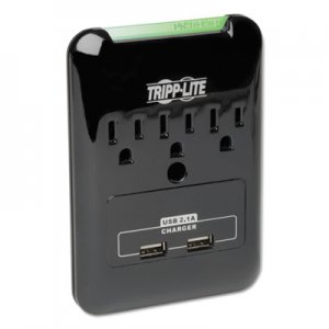 Tripp Lite Protect It! Surge Protector, 3 Outlets/2 USB, Direct Plug-In, 540 J, Black TRPSK30USB SK30USB