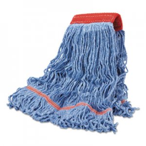 Boardwalk Cotton Mop Heads, Cotton/Synthetic, Large, Looped End, Wideband, Blue, 12/CT BWKLM30311L