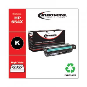 Innovera Remanufactured Black High-Yield Toner, Replacement for HP 654X (CF330X), 20,500 Page-Yield IVRF330X