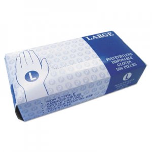 Inteplast Group Embossed Polyethylene Disposable Gloves, Large, Powder-Free, Clear, 500/Box, 4 Boxes/Carton IBSGLLG2K GL-LG2K