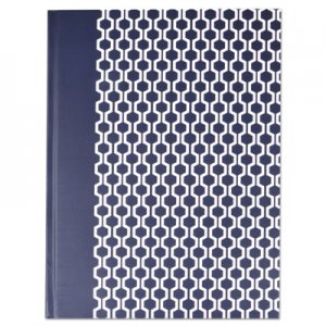 Universal Casebound Hardcover Notebook, Wide/Legal Rule, Blue/Hex Pattern, 10.25 x 7.68, 150 Sheets UNV66351