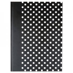 Universal Casebound Hardcover Notebook, Wide/Legal Rule, Black/White Dots, 10.25 x 7.68, 150 Sheets UNV66350