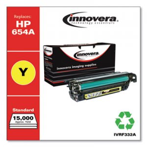 Innovera Remanufactured Yellow Toner, Replacement for HP 654A (CF332A), 15,000 Page-Yield IVRF332A