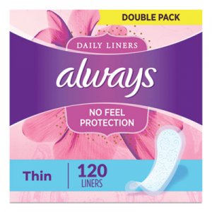 Always Thin Daily Panty Liners, Regular, 120/Pack, 6 Packs/Carton PGC10796 10796