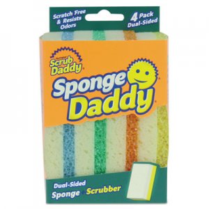 Scrub Daddy Sponge Daddy Dual-Sided Sponge, 3 3/8 x 5.563 x 2 5/8, Assorted,4/Pk