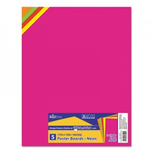 Royal Brites Premium Coated Poster Board, 11 x 14, Assorted, 5/Pack GEO23500 23500