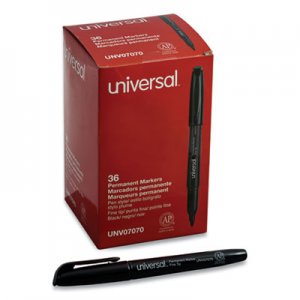 Universal Pen-Style Permanent Marker, Fine Bullet Tip, Black, 36/Pack UNV07070