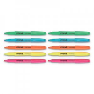 Universal Pocket Highlighters, Chisel Tip, Assorted Colors, Dozen UNV08857