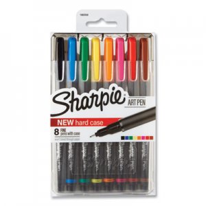 Sharpie Art Pen with Hard Case Stick Porous Point Pen, 0.4 mm, Assorted Ink/Barrel, 8/Set SAN1982056 1982056