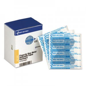 First Aid Only SmartCompliance Blue Metal Detectable Bandages,Fingertip,1 3/4x2, 20 Bx, 24/Ct FAOFAE3040 FAE-3040