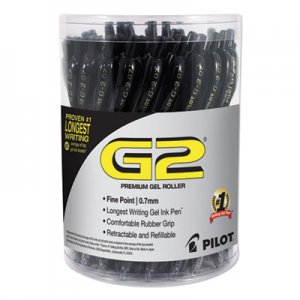 Pilot G2 Premium Retractable Gel Pen, Fine 0.7 mm, Black Ink/Barrel, 36/Pack PIL84065 84065