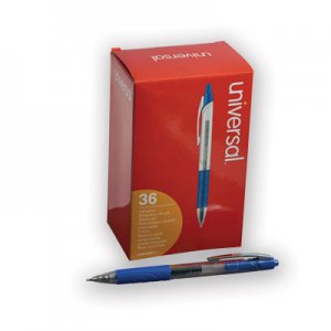 Universal Comfort Grip Retractable Gel Pen, 0.7mm, Blue Ink, Clear/Blue Barrel, 36/Pack UNV39911