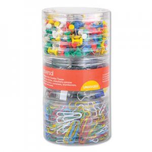Universal Combo Clip Pack, 380 Paper Clips, 280 Push Pins and 46 Binder Clips UNV31203
