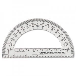 Charles Leonard Open Center Protractor, Plastic, 6" Ruler Edge, Clear LEO77106EA 77106