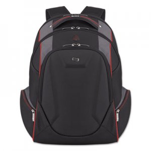 Solo Launch Laptop Backpack, 17.3", 12 1/2 x 8 x 19 1/2, Black/Gray/Red USLACV7114 ACV711