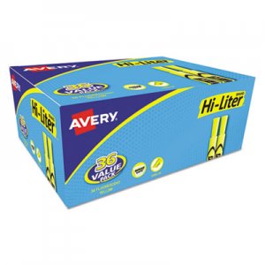 Avery HI-LITER Desk-Style Highlighters, Chisel Tip, Fluorescent Yellow, 36/Box AVE98208 98208