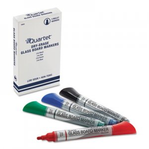 Quartet Premium Glass Board Dry Erase Marker, Broad Bullet Tip, Assorted Colors, 4/Pack QRT79552 79552-A