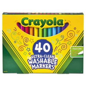 Crayola Ultra-Clean Washable Markers, Fine Bullet Tip, Classic Colors, 40/Set CYO587861 587861