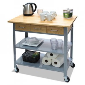 Vertiflex Countertop Serving Cart, 35.5w x 19.75d x 34.25h, Silver/Brown VRTVF53039 VF53039