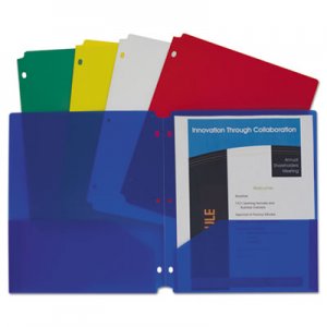 C-Line Two-Pocket Heavyweight Poly Portfolio Folder, 3-Hole Punch, Letter, Asst, 10/PK CLI32930 32930