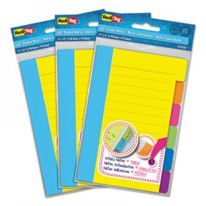 Redi-Tag Divider Sticky Notes with Tabs, Assorted Colors, 60 Sheets/Set, 3 Sets/Box RTG10245 10245