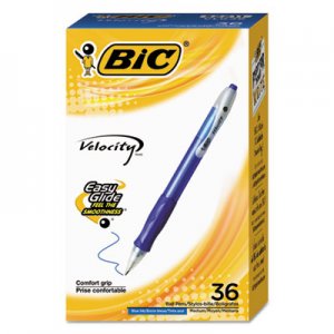 BIC Velocity Retractable Ballpoint Pen Value Pack, Medium 1 mm, Blue Ink and Barrel, 36/Pack BICVLG361BE VLG361-BLU