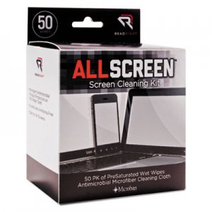 Read Right AllScreen Screen Cleaning Kit, 50 Wipes, 1 Microfiber Cloth REARR15039 RR15039