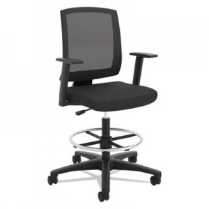 HON VL515 Mid-Back Mesh Task Stool with Fixed Arms, Black BSXVL515LH10 HVL515.LH10