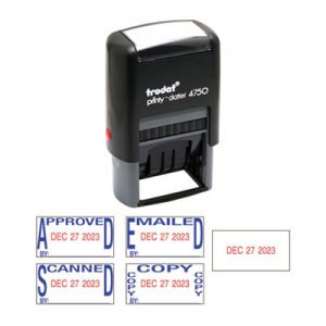 Trodat Economy 5-in-1 Date Stamp, Self-Inking, 1 x 1 5/8, Blue/Red USSE4756 E4756