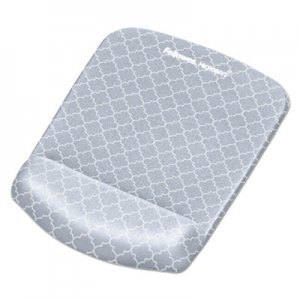 Fellowes PlushTouch Mouse Pad with Wrist Rest, 7 1/4 x 9 3/8 x 1, Gray/White Lattice FEL9549701