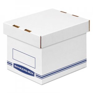 Bankers Box Organizer Storage Boxes, Small, 6.25" x 8.13" x 6.5", White/Blue, 12/Carton FEL4662101 4662101