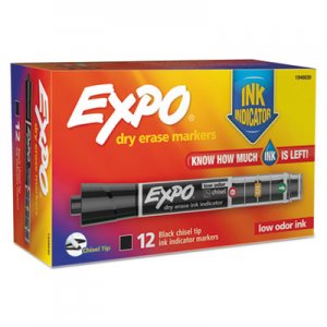 EXPO Ink Indicator Dry Erase Marker, Broad Chisel Tip, Black, Dozen SAN1946630 1946630