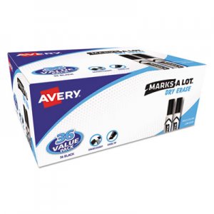 Avery Marks-A-Lot Desk-Style Dry Erase Marker, Chisel Tip, Black, 36/Pack AVE98207 98207