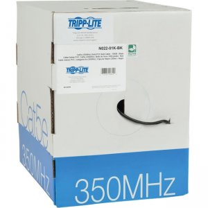 Tripp Lite Cat5e 350 MHz Bulk Solid-Core PVC Cable, Black, 1000 ft N022-01K-BK