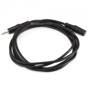 Monoprice 6ft 3.5mm Stereo Plug/Jack M/F Cable - Black 648