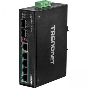 TRENDnet 6-Port Hardened Industrial Gigabit PoE+ DIN-Rail Switch TI-PG62