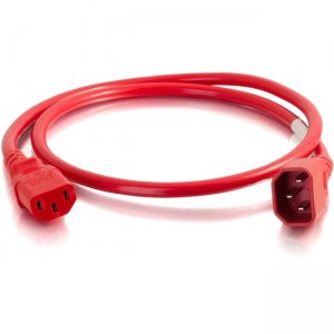 C2G 5ft 18AWG Power Cord (IEC320C14 to IEC320C13) -Red 17499
