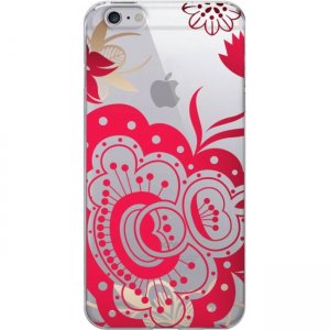 OTM Floral Prints Clear Phone Case, Paisley Red - iPhone 6/6S IP6V1CLR-PAI-01