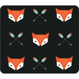 OTM Hipster Prints Black Mouse Pad, Mr. Fox OP-MPV1BM-HIP-01