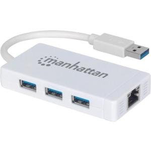 Manhattan 3-Port USB 3.0 Hub with Gigabit Ethernet Adapter 507578