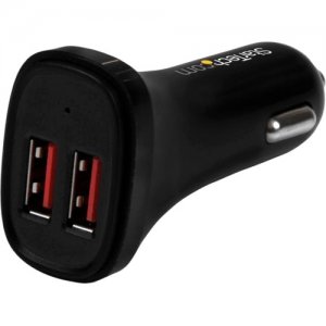 StarTech.com Dual-Port USB Car Charger - 24W/4.8A - Black USB2PCARBKS