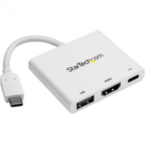 StarTech.com USB-C to 4K HDMI Multifunction Adapter with Power Delivery and USB-A Port- White CDP2HDUACPW