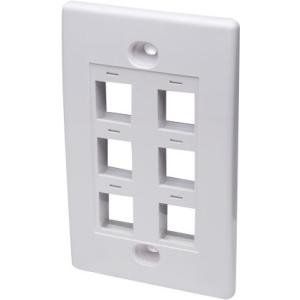 Intellinet Wall Plate Flush Mount, 6 Outlet, White 163323
