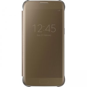Samsung Galaxy S7 S-View Flip Cover, Clear Gold EF-ZG930CFEGUS