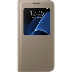Samsung Galaxy S7 S-View Flip Cover, Gold EF-CG930PFEGUS