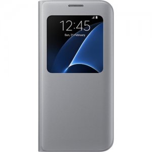 Samsung Galaxy S7 edge S-View Flip Cover, Silver EF-CG935PSEGUS
