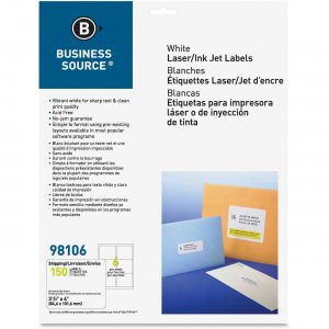 Business Source Bright White Premium-quality Labels 98106 BSN98106