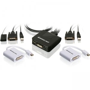 Iogear 2-Port USB DVI Cable KVM with MiniDisplayPort Adapters Bundle GCS922MDPKIT GCS922U