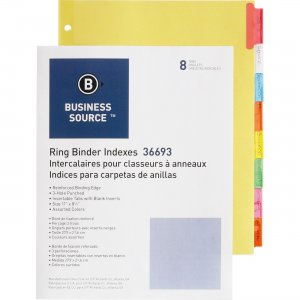 Business Source Insertable Tab Ring Binder Indexes 36693BX BSN36693BX