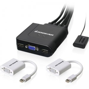 Iogear 2-Port USB VGA Cable KVM with Mini DisplayPort Adapters GCS72MDPKIT